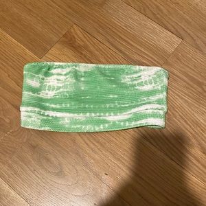 Green and white tie dye Bando swimsuit